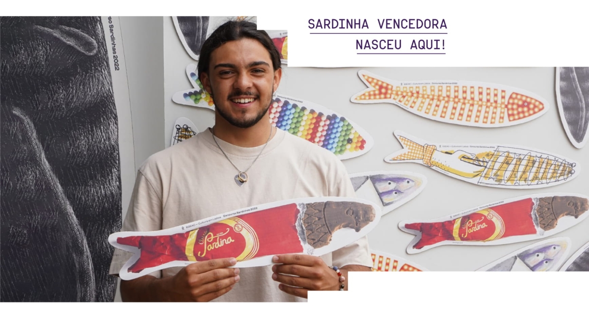 João Domingos do Ó, aluno do curso de Ilustração Digital 2022, é um dos vencedores da 12ª edição do Concurso “Sardinhas Festas de Lisboa ‘22”. Destacou-se com a sua Sardilate esculpida em chocolate. E deixa-nos babados!